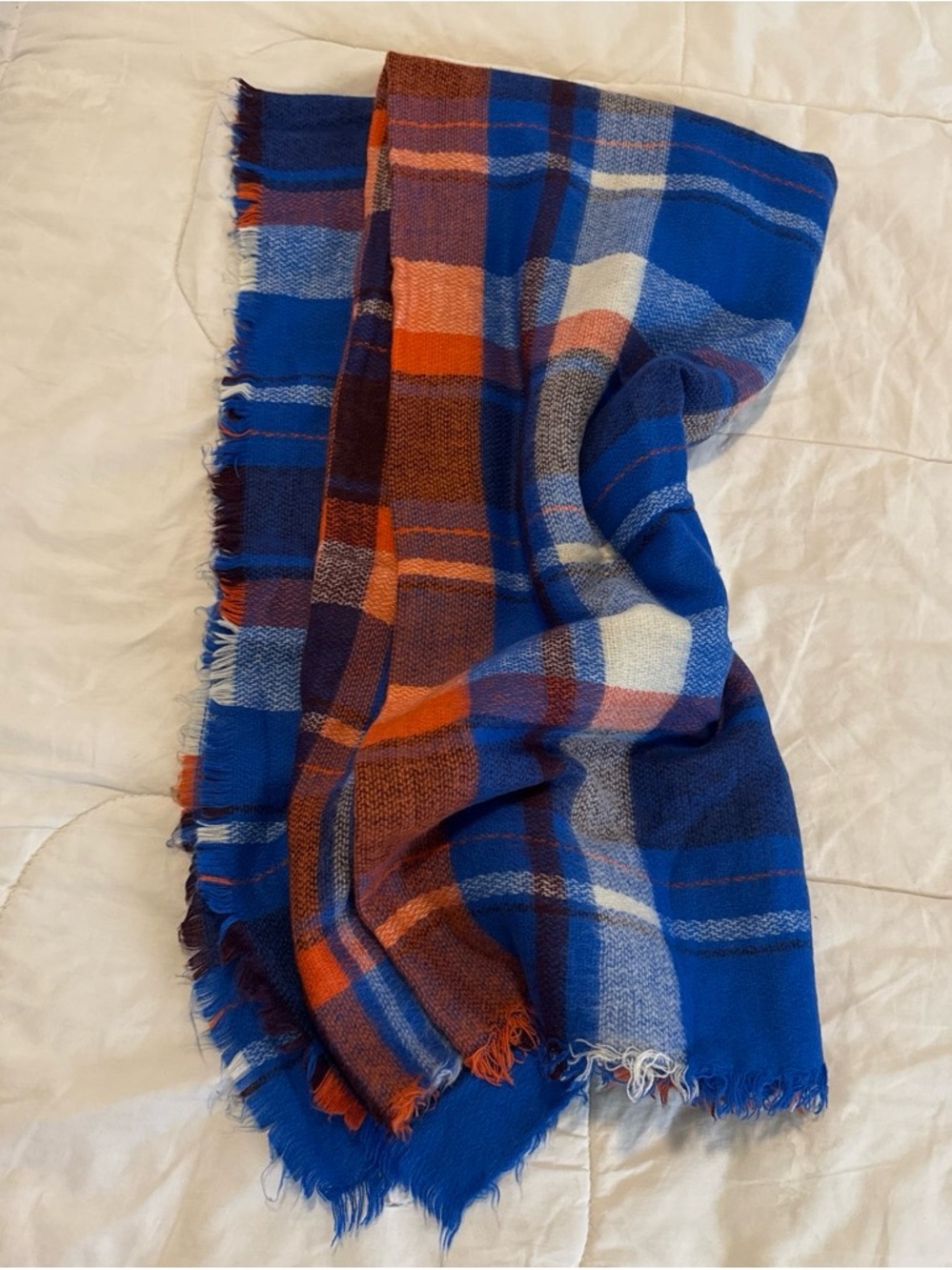 Zara Blue and Orange Plaid Throw